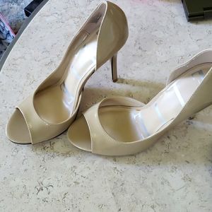 Nude open toe heels size 8